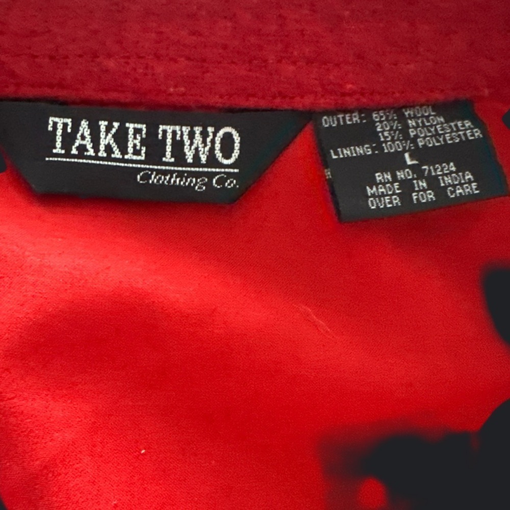 Vintage Take Two Clothing Co Patchwork Wool Blend Winter / Christmas Jacket L - Picture 4 of 11